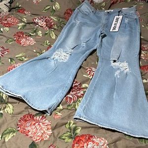 NWT Rue 21 Almost Famous Size 13 Flare Distressed Jeans